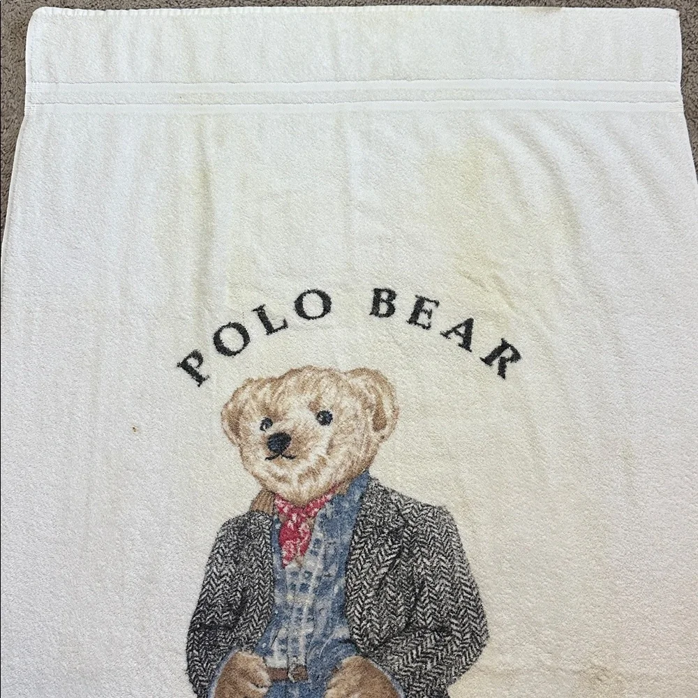VTG Polo Bear By Ralph Lauren Western Casual Bath Sheet Beach Towel 35x72 USA